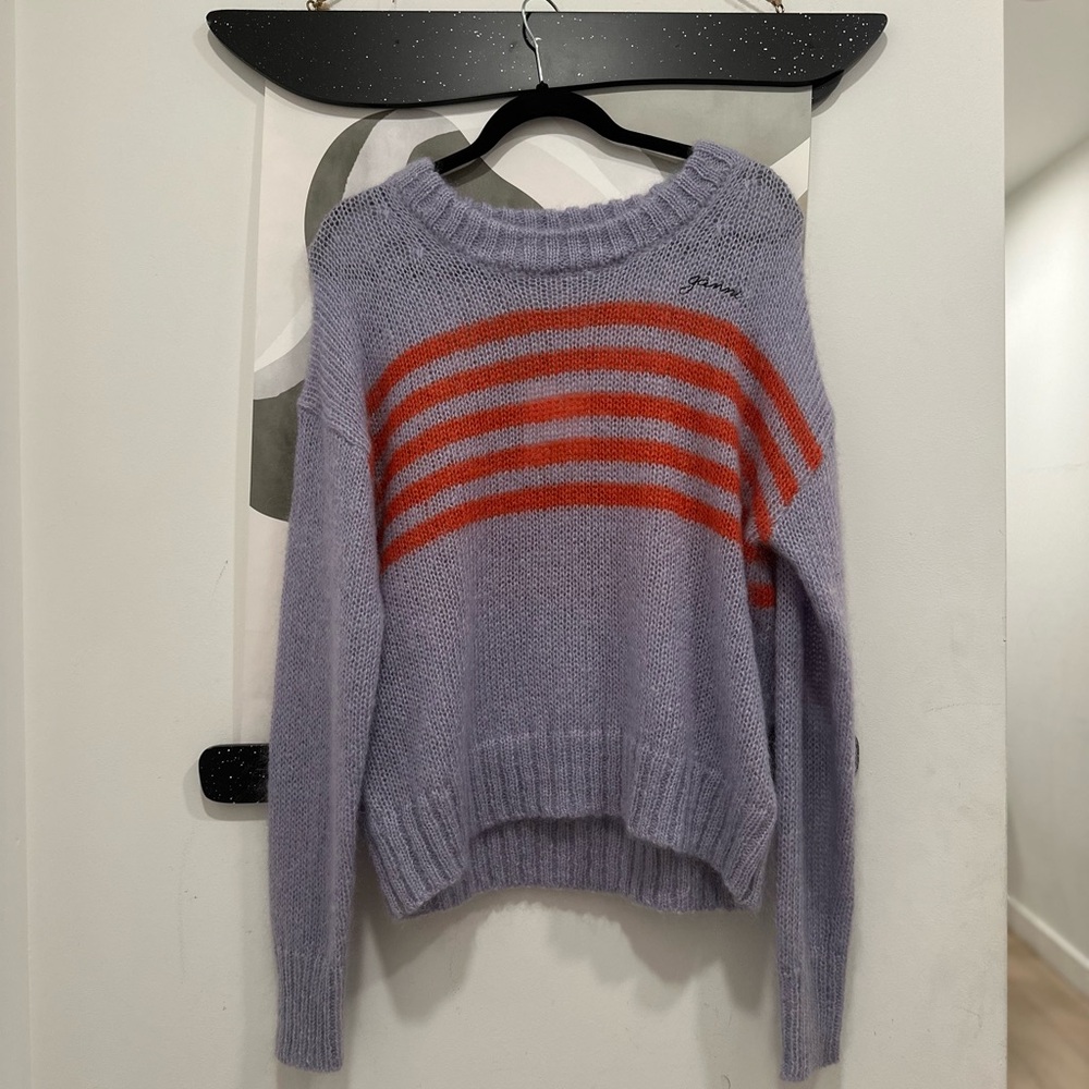 Ganni Purple and Red Crew Neck Sweater